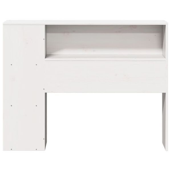 vidaXL galvgalis ar plauktiem, balts, 100 cm, priedes masīvkoks