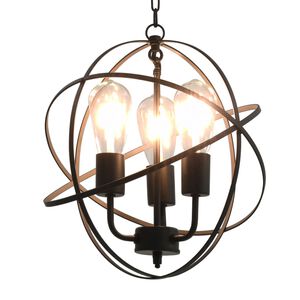 vidaXL griestu lampa, sfēriska, melna, 3 x E27 spuldzes