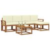 vidaXL Āra dīvānu komplekts ar spilvenu 6 pcs Dabisks un krējuma
