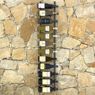 vidaXL sienas vīna pudeļu plaukts 24 pudelēm, melna dzelzs