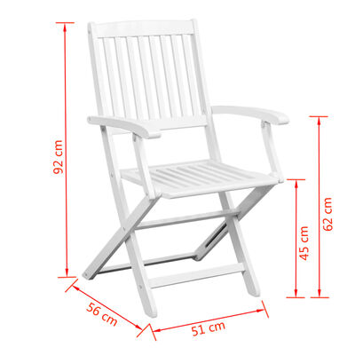 vidaXL saliekami dārza krēsli, 2 gab., akācijas masīvkoks, balti