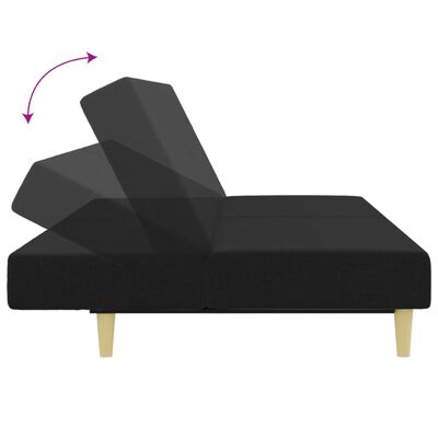 vidaXL 2-vietīga dīvāngulta ar kāju balstu, melns audums
