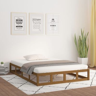 vidaXL gultas rāmis, medus brūns, 120x190 cm, divvietīgs, masīvkoks