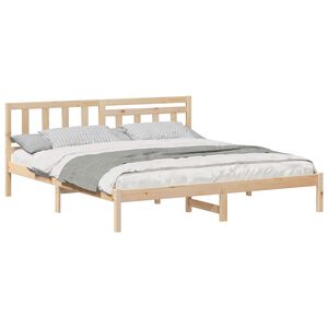 vidaXL Gultas rāmis Brūna 200 x 200 cm Ciets priedes koks