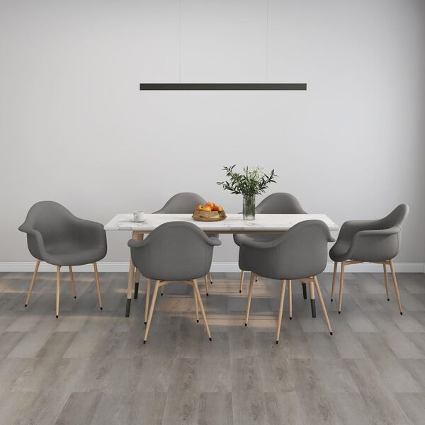 vidaXL virtuves krēsli, 6 gab., gai&scaron;i pelēks audums