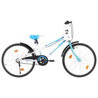 vidaXL bērnu velosipēds, 24 collas, zils ar baltu