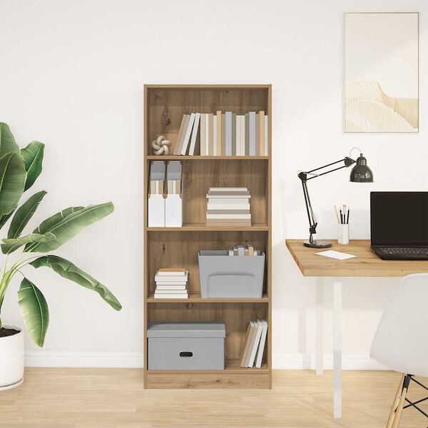 vidaXL grāmatu plaukts, koka krāsa, 60x24x143 cm, inženierijas koks