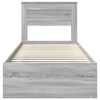 vidaXL Gultas rāmis Pelēks Sonoma 90 x 190 cm Ciets priedes koks