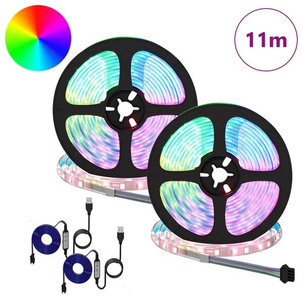 vidaXL LED stripa 2 pcs Melna un caurredzama 5500 mm Vara un plastmasa