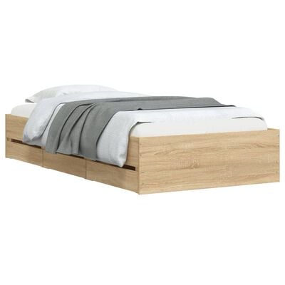 vidaXL gultas rāmis ar atvilktnēm, ozolkoka krāsā, 75x190 cm
