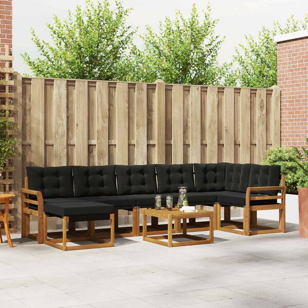 vidaXL Āra dīvānu komplekts ar spilvenu 8 pcs Dabīgs un melns