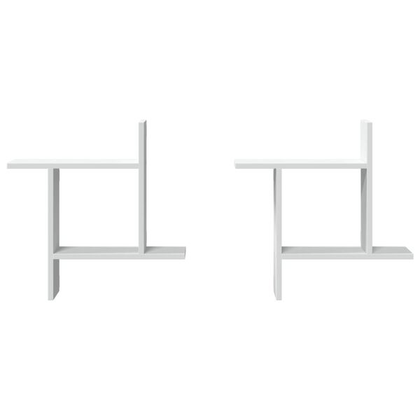 vidaXL sienas plaukti, 2 gab., balti, 50x12x50 cm, inženierijas koks