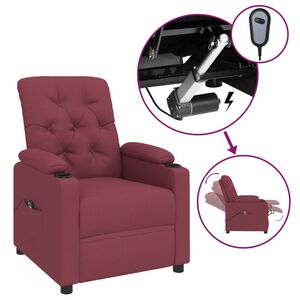 vidaXL elektrisks atpūtas krēsls, atgāžams, vīnsarkans audums