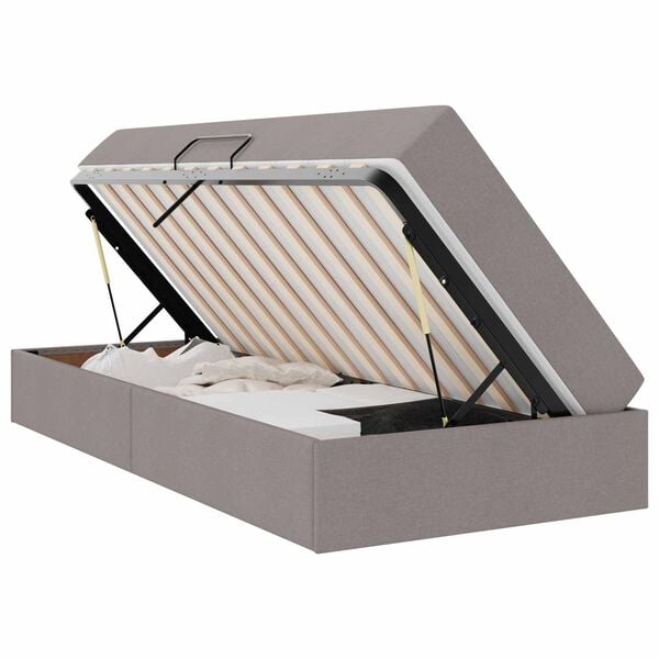 vidaXL Gulta ar uzglabā&scaron;anas vietu un matraci Pelēkbrūna 90 x 200 cm