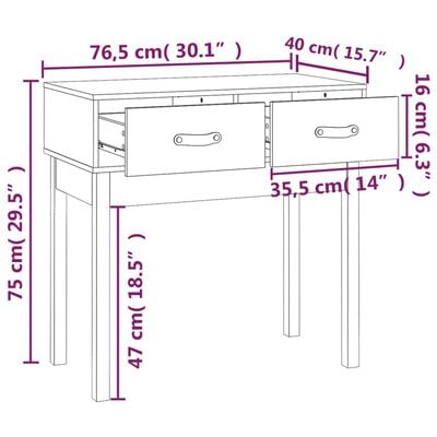 vidaXL konsoles galdiņš, 76,5x40x75 cm, priedes masīvkoks