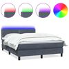 vidaXL atsperu gulta ar matraci, LED, tum&scaron;i pelēka samts, 160x210 cm