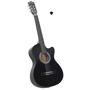vidaXL klasiskā ģitāra ar 6 stīgām, vesterna stils, 38", melna