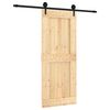 vidaXL Slīdo&scaron;ās durvis Dabiska un melna 85 x 210 cm Cieta priedes koks