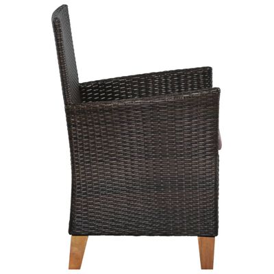 vidaXL dārza krēsli ar matračiem, 2 gab., PE rotangpalma, brūni