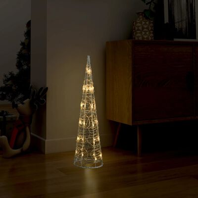 vidaXL LED lampiņu dekorācija, akrils, piramīda, 60 cm, silti balta