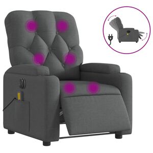 vidaXL elektrisks masāžas krēsls, atgāžams, tum&scaron;i pelēks audums