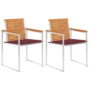 vidaXL dārza krēsli ar matračiem, 2 gab., akācijas masīvkoks, tērauds