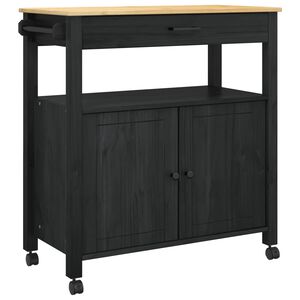 vidaXL Virtuves ratiņ&scaron; Vienkrāsains Melna 88,5 x 40 x 48 cm