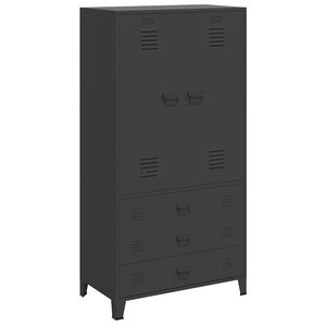 vidaXL skapis, 90x50x180 cm, industriāls, metāls, melns