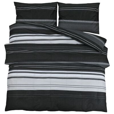 vidaXL gultasveļas komplekts, melns un balts, 135x200 cm, kokvilna