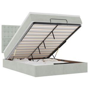 vidaXL Osmaņu gulta ar matračiem, gai&scaron;i pelēks, 140x200cm, samts