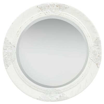 vidaXL baroka stila sienas spogulis, 50 cm, balts