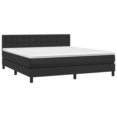 vidaXL atsperu gulta ar matraci, melna, 180x200 cm, mākslīgā āda