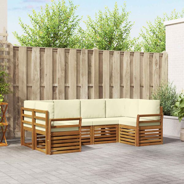 vidaXL Dīvāna komplekti 6 pcs Dabisks un krējuma Cietā akācijas koks