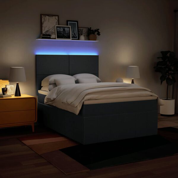 vidaXL atsperu gulta ar matraci, zils, 160x200 cm, audums