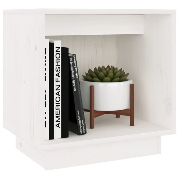 vidaXL naktsgaldiņi, 2 gab., balti, 40x30x40 cm, priedes masīvkoks