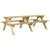 vidaXL piknika galds ar soliem, 220x122x72 cm, impregnēts priedes koks