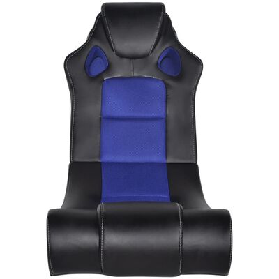 vidaXL muzikāls šūpuļkrēsls, melns ar zilu, mākslīgā āda