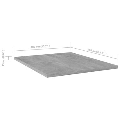 vidaXL plauktu dēļi, 8 gab., betonpelēki, 40x50x1,5 cm, skaidu plāksne