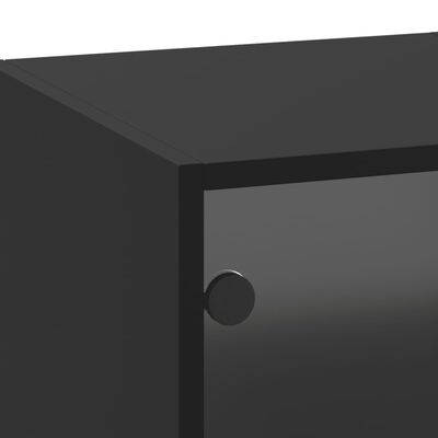 vidaXL skapītis ar stikla durvīm, melns, 35x37x100 cm