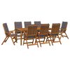 vidaXL 9 daļu dārza ēdamistabas komplekts Dabiska Cietā akācijas koks