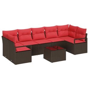 vidaXL Dārza dīvānu komplekts 8 pcs Beige un Sarkans poliratāns