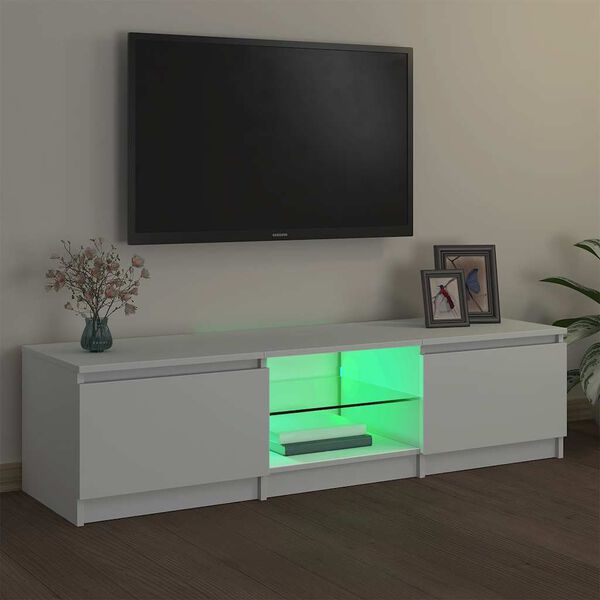 vidaXL TV plaukts ar LED lampiņām, 140x40x36 cm, balts