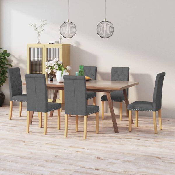 vidaXL virtuves krēsli, 6 gab., tum&scaron;i pelēks audums