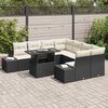 vidaXL Dārza dīvānu komplekts ar spilvenu 9 pcs Melns un Krēmkrāsa