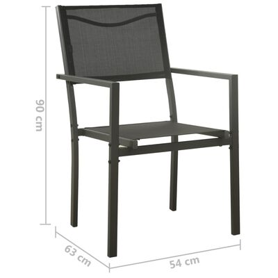 vidaXL dārza krēsli, 4 gab., antracītpelēks tērauds, melns tekstilēns
