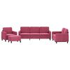vidaXL četrdaļīgs dīvānu komplekts, vīnsarkans samts