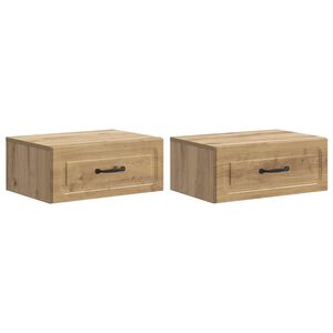 vidaXL Sienā stiprināms nakts skapis 2 gab. Artisan Ozols