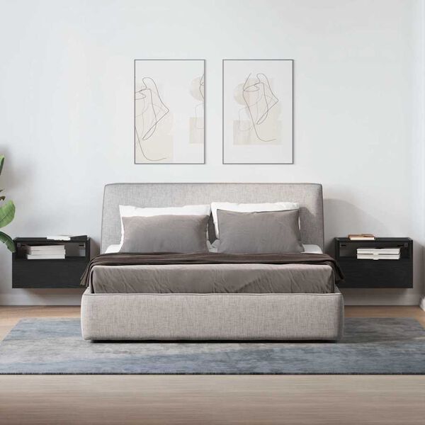 vidaXL sienas naktsskapī&scaron;i, 2 gab., melni, 45x26x28,5 cm