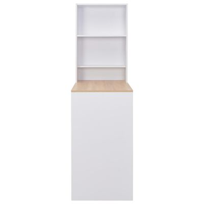 vidaXL bāra galds ar skapi, 115x59x200 cm, balts