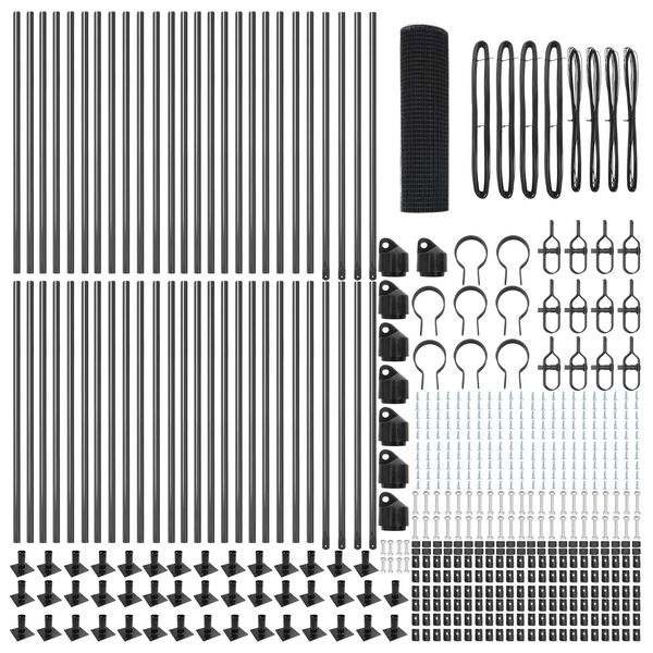 vidaXL Žoga āķis Pelēka 100 x 0,5 m (25 x 25 mm siets) Tērauds un PVC